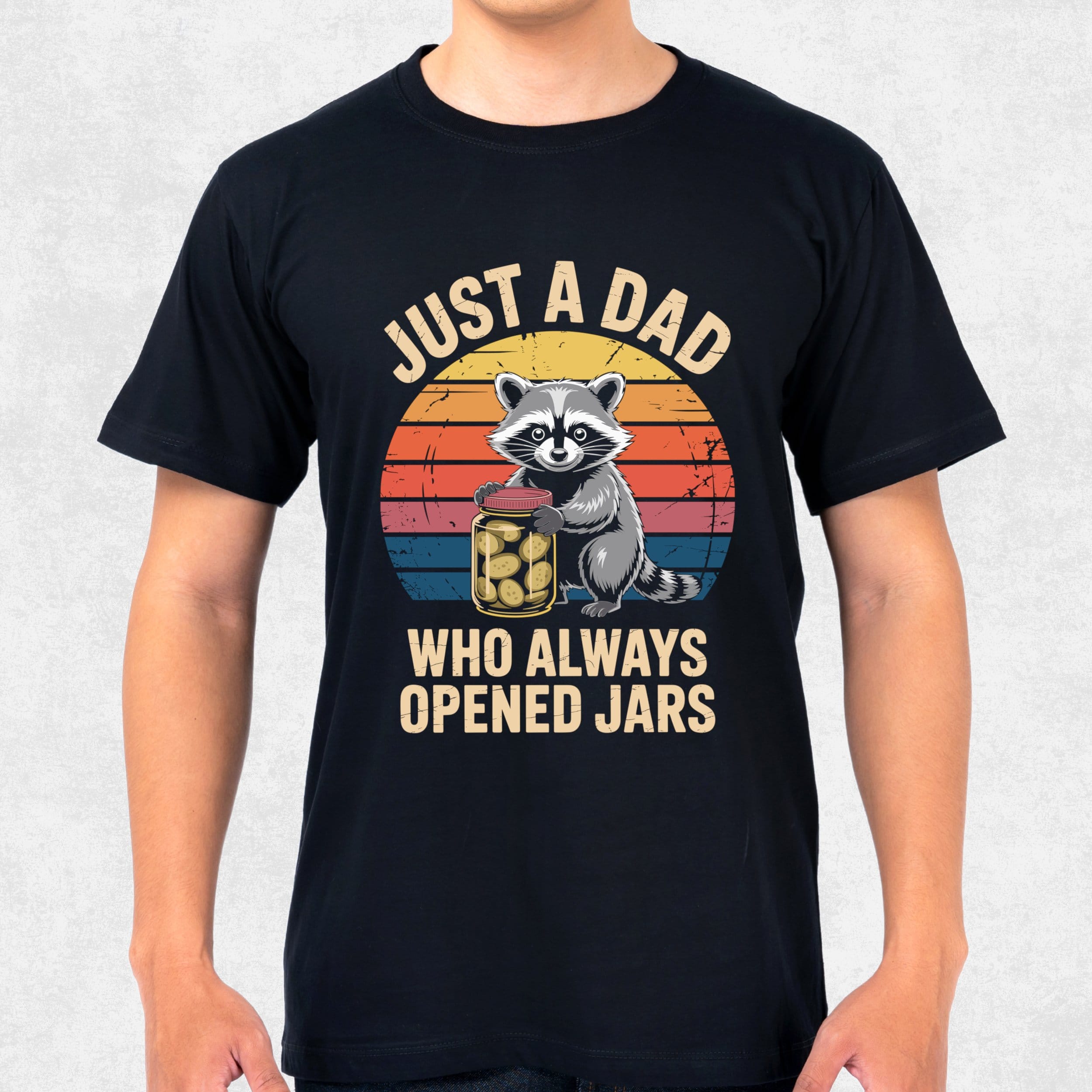 Just A Dad Who Always Opened Jars Retro Sunset T-Shirt