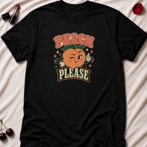 Winking Peach Please T-Shirt funny adult humor t-shirt