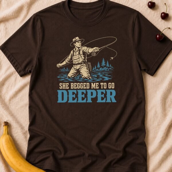 She Begged Deeper Fishing - Funny Men's Graphic T-Shirt | Imaginatio