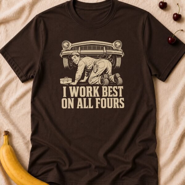 All Fours Mechanic - Funny Men's Graphic T-Shirt | Imaginatio