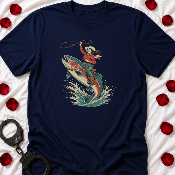 Cowgirl Riding Salmon T-Shirt