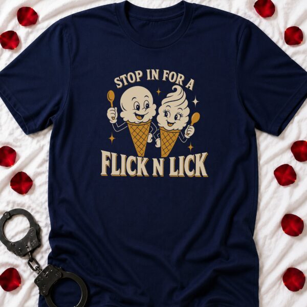 Ice Cream Cones Flick N Lick t-shirt with retro waffle cone cartoon